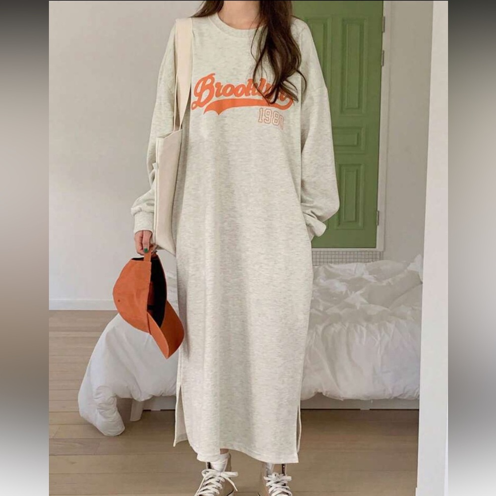 Sweatshirt dress Brooklyn Heather gray pocket crewneck